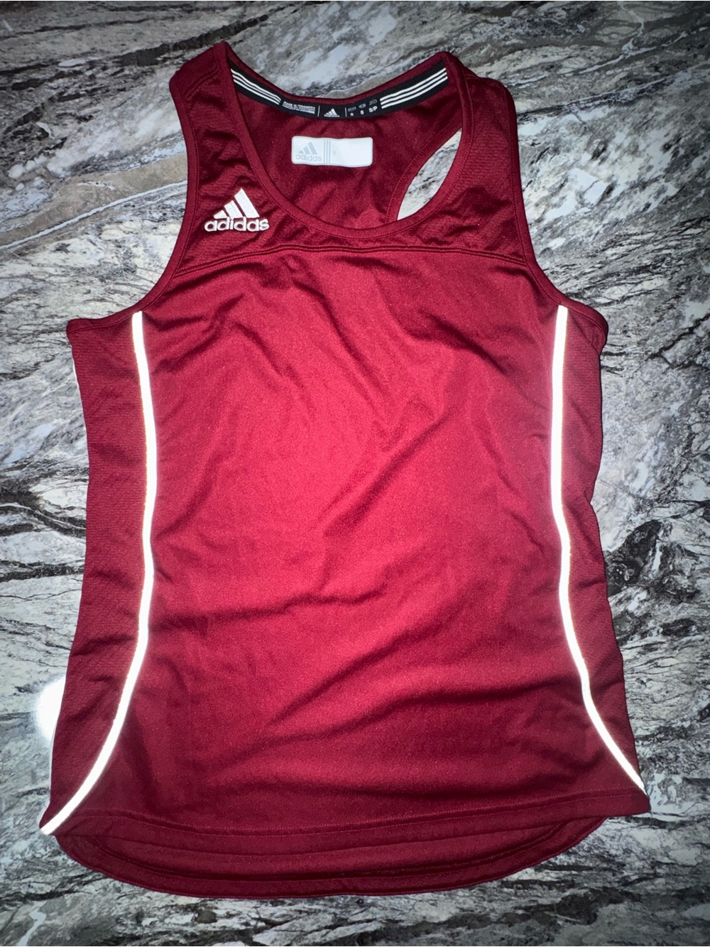 adidas Women's Burgundy Athletic Tank Top with Reflective Piping